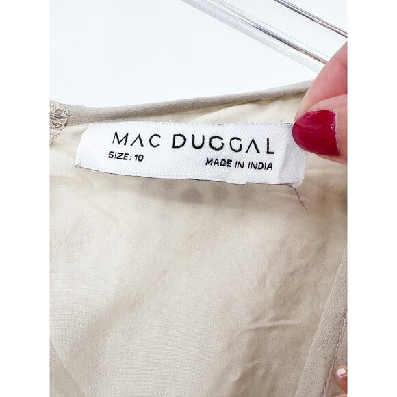 MAC DUGGAL Dress Size 10 Evening Gown Sequin Midi NEW Beige Sequined V Neck - Picture 3 of 7